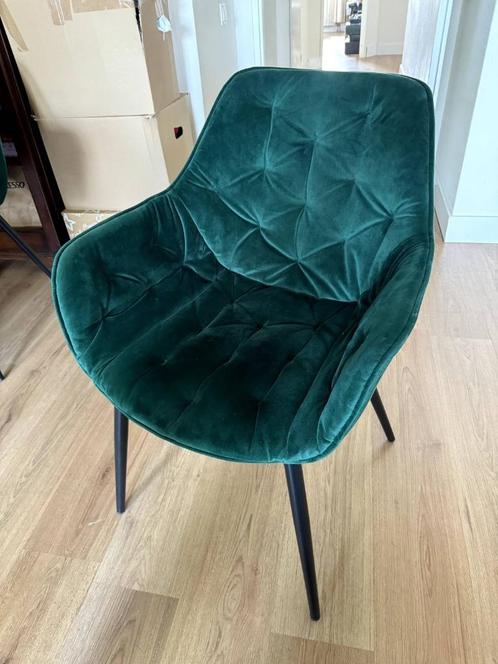 Forrest Green Velvet armleuning stoelen (minimaal 4 stuks), Huis en Inrichting, Stoelen, Gebruikt, Vier, Metaal, Stof, Overige kleuren