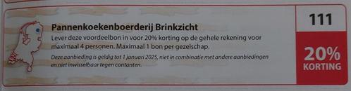 Pannenkoekenboerderij Brinkzicht, Gasteren. 20% korting. 111, Tickets en Kaartjes, Kortingen en Cadeaubonnen, Drie personen of meer