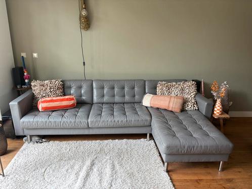 Grijze Ikea LANDSKRONA 4-zitbank met chaise longue, Huis en Inrichting, Banken | Bankstellen, Gebruikt, Hoekbank, Vierpersoons of meer