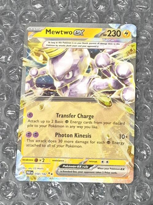 Mewtwo ex 058/182 Paradox Rift Scarlet & Violet Double Rare, Hobby en Vrije tijd, Verzamelkaartspellen | Pokémon, Zo goed als nieuw