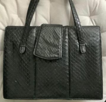 Vintage Handtas zwart leer  beschikbaar voor biedingen