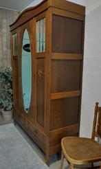 Demontabele eiken vintage art-deco spiegel- kledingkast, Huis en Inrichting, Eikenhout, 100 tot 150 cm, Ophalen of Verzenden, Nvt