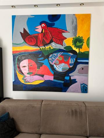 Groot Abstract Schilderij 2x2m beschikbaar voor biedingen