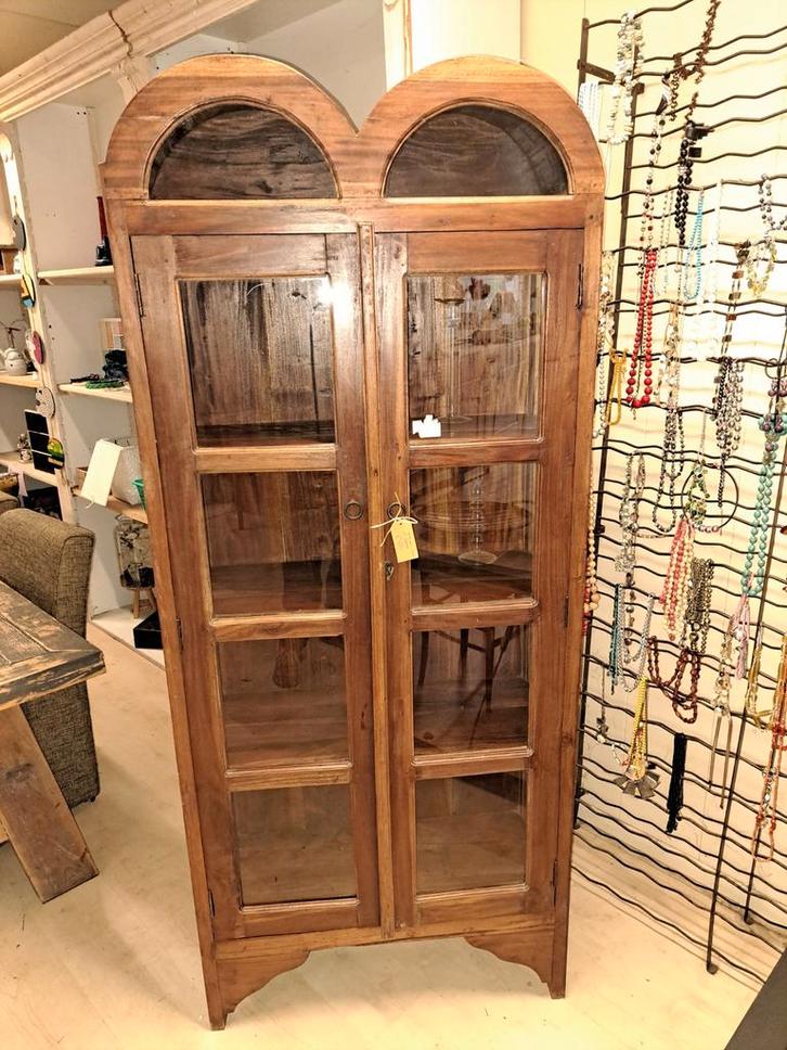 Vitrine kast  Teakhout   zeer  apart, Huis en Inrichting, Kasten | Vitrinekasten, 50 tot 100 cm, 25 tot 50 cm, Teakhout, Glas
