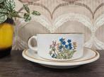 Vintage Wildflower soepkom met schotel blauwe bloemen, Huis en Inrichting, Keuken | Servies, Gebruikt, ., Keramiek, Wildflower