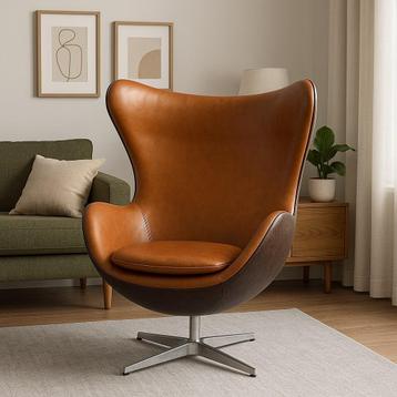 Egg Chair | NIEUW | Bruin 2-Kleurig | Cognac-Donker beschikbaar voor biedingen