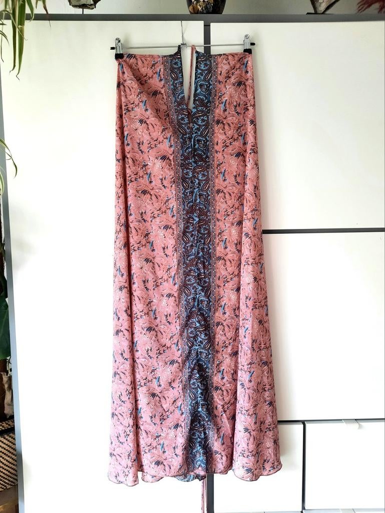 Prachtige zijden halter maxi jurk met Paisley print, Bigg bull, Maat 46/48 (XL) of groter, Ophalen of Verzenden, Zo goed als nieuw