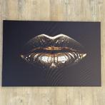 Gouden lippen canvas schilderij – 90 x 60 cm, Nieuw, Print, Info@demuurdecoratie.nl, 75 tot 100 cm