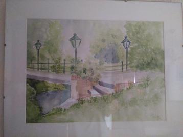 AQUAREL  ''ín het bos van Elsloo""  incl. lijst 40x 50 cm  beschikbaar voor biedingen