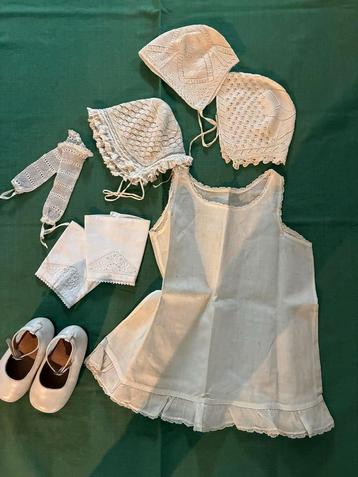 Vintage Linnen , katoenen Kinderkleding Set met schoentjes beschikbaar voor biedingen