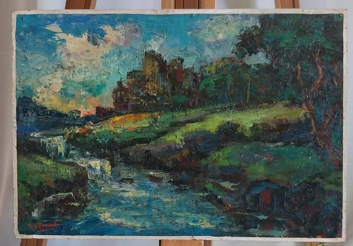 Ko Braut (XXe) - Landschap - Paneel - 1950, Antiek en Kunst, Kunst | Schilderijen | Klassiek, Verzenden