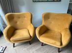 Twee luxe fauteuils - geel - Viborg - direct ophalen, Huis en Inrichting, Fauteuils, Ophalen of Verzenden, Zo goed als nieuw, Stof