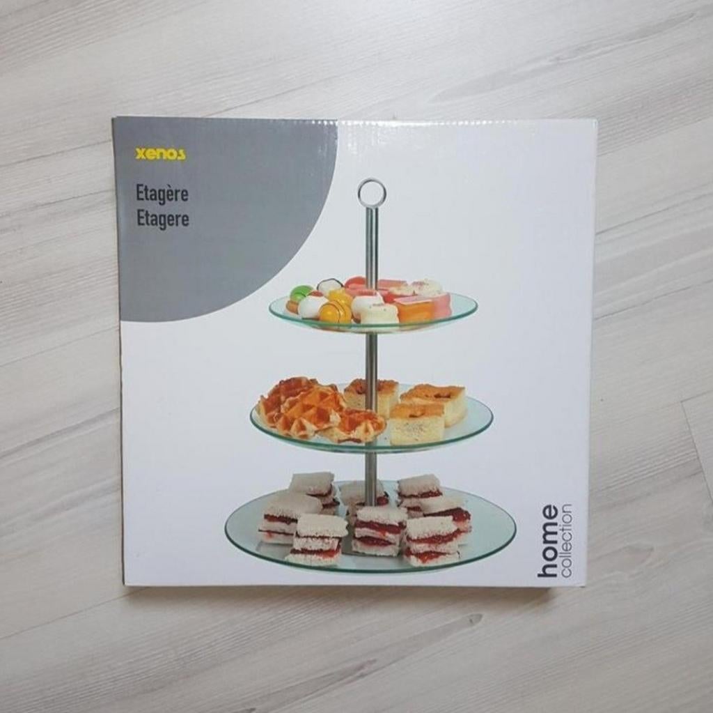 Glazen etagere 3 laags plateaus, Huis en Inrichting, Woonaccessoires | Etagères, Ophalen of Verzenden, Nieuw