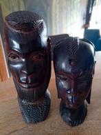 Houtsnijwerk afrikaanse  hoofden, Antiek en Kunst, Ophalen of Verzenden