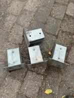 Set van 4 metalen paalvoeten / paaldragers voor overkapping, Tuin en Terras, Ophalen, Gebruikt, Overige typen