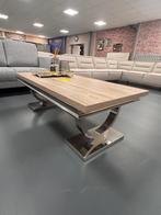 Salontafel Hout & Chroom OP=OP, Kunststof, 100 tot 150 cm, Nieuw, Modern
