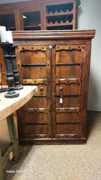 Indiakast massief teak buffetkast oud landelijk ibiza boho, 200 cm of meer, Ophalen of Verzenden, Zo goed als nieuw, 5051CM