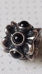 Originele Pandora bedel met zwarte stenen forget my not, Ophalen of Verzenden, Zo goed als nieuw, Zilver, Pandora