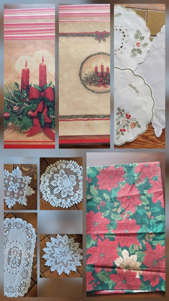 1 Kerstkleed nieuw, 3 klein ,4 placemats ,4 wit"kant", Diversen, Kerst, Nieuw, Ophalen of Verzenden