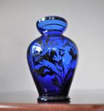 Vintage KLEIN Blauw Kobaltblauw Vaasje Glas 11 cm, Ophalen of Verzenden