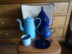 5x Oud blauw emaille oa koffiekan en theepot, Antiek en Kunst, Ophalen
