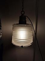 Vintage industriële Franse Holophane Hanglamp Industrieel, Ophalen, Gebruikt, Vintage industrieel, Glas