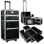 Aluminium nagel trolley 3 in 1- Croco zwart - extra deksel, Sieraden, Tassen en Uiterlijk, Uiterlijk | Cosmetica en Make-up, Ophalen of Verzenden