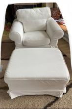 Ikea ektorp fauteuil.met hocker met NIEUWE witte hoes, Ophalen of Verzenden, 75 tot 100 cm, Eenpersoons, Minder dan 150 cm