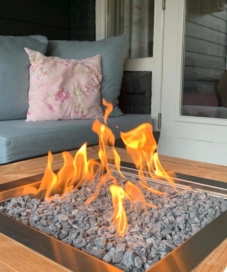 Vuurtafel RVS 49x49 cm - Aardgas, Tuin en Terras, Tuinhaarden, Gebruikt, Ophalen