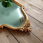 Lucky Vintage antieke brocante grote gouden spiegel België, Antiek en Kunst, Antiek | Spiegels, Ophalen, Overige vormen, Minder dan 50 cm