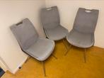 Eetkamerstoelen 3 stuks designs stof/leder, Ophalen of Verzenden, Gebruikt, Metaal, Drie