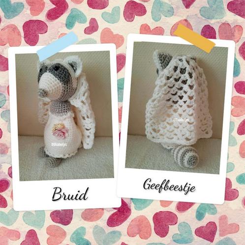 Nieuwe zelfgehaakte knuffels. Geefbeestje. Bruid., Kinderen en Baby's, Speelgoed | Knuffels en Pluche, Nieuw, Overige typen, Ophalen of Verzenden