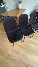 4 zwarte velvet stoelen, Huis en Inrichting, Stoelen, Ophalen, Gebruikt, Zwart