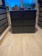 Zwarte Malmkasten 3 Lades met Glasplaten, Huis en Inrichting, Ophalen, 50 tot 100 cm, Zo goed als nieuw, 3 of 4 laden