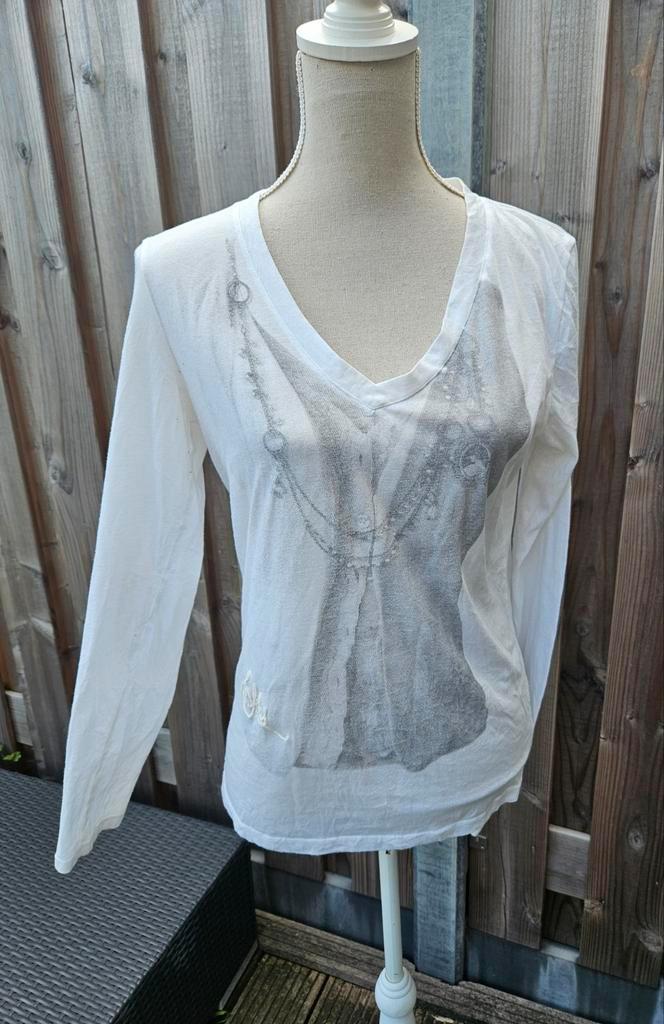 Top IKKS, Kleding | Dames, Tops, Gedragen, Maat 42/44 (L), Wit, Lange mouw, Ophalen of Verzenden