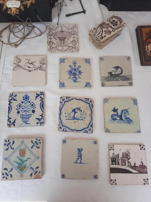 Antieke 17de en 18de eeuwse tegeltjes, Antiek en Kunst, Antiek | Wandborden en Tegels, Ophalen of Verzenden