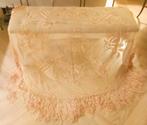 Mooie franse ronde antieke tafelkleed roze., Ophalen of Verzenden