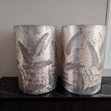 Set van 2 luxe grote champagne gouden vazen windlichten  beschikbaar voor biedingen