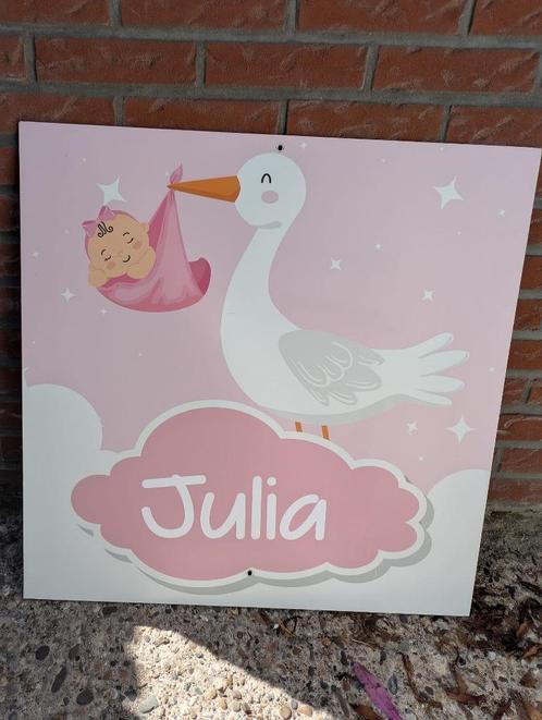 Ooievaar Bord / Geboortebord, Kinderen en Baby's, Kraamcadeaus en Geboorteborden, Gebruikt, Ophalen