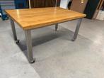 Eiken tafel op verrijdbaar RVS onderstel, Ophalen