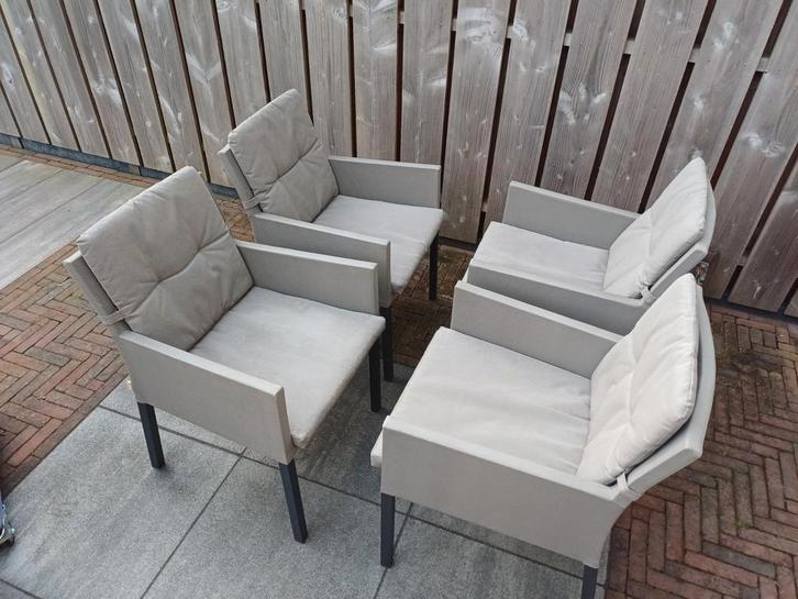 4 X Life dining tuinstoelen Caribbean Lava-Taupe, Tuin en Terras, Tuinsets en Loungesets, Zo goed als nieuw, Tuinset, Aluminium