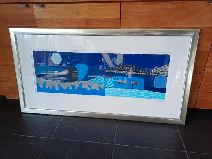 Zeefdruk Ronald Boonacker Aruba met lijst, oplage 77/125., Antiek en Kunst, Kunst | Litho's en Zeefdrukken, Ophalen of Verzenden
