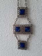 Vintage ketting Blauw Geëmailleerde plaatjes, Blauw, Ophalen of Verzenden, Zo goed als nieuw, Overige materialen