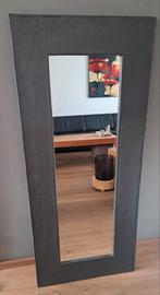 🌼 SPIEGEL MET HOUT FRAME BEKLEED MET LOOD RONDOM PASSPIEGEL, Ophalen, Zo goed als nieuw, 150 tot 200 cm, Rechthoekig