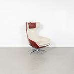 1x Leolux Caruzzo Fauteuil & Voetenbank Wit/Rood - Leer, Huis en Inrichting, 75 tot 100 cm, Ophalen of Verzenden, Zo goed als nieuw