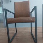4 huiskamer stoelen. Staal met cognac kleur., Ophalen of Verzenden