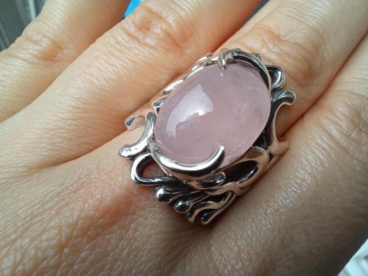 Vanoli 925 zilveren design ring rozenkwarts maat 17,25, Sieraden, Tassen en Uiterlijk, Ringen, Nieuw, Dame, 17 tot 18, Roze, Zilver
