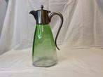 Antieke groene glazen karaf met deksel (beschadigde greep), Antiek en Kunst, Antiek | Glas en Kristal, Ophalen