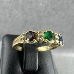 Gouden Ring | 14k* | 2,2g | rijring stenen | 16,5 | 398927, Gebruikt, Ophalen of Verzenden, 17 tot 18, Dame