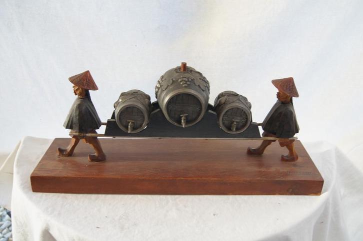 Tinnen likeur set / Houten beeldjes, Antiek en Kunst, Kunst | Beelden en Houtsnijwerken, Ophalen of Verzenden
